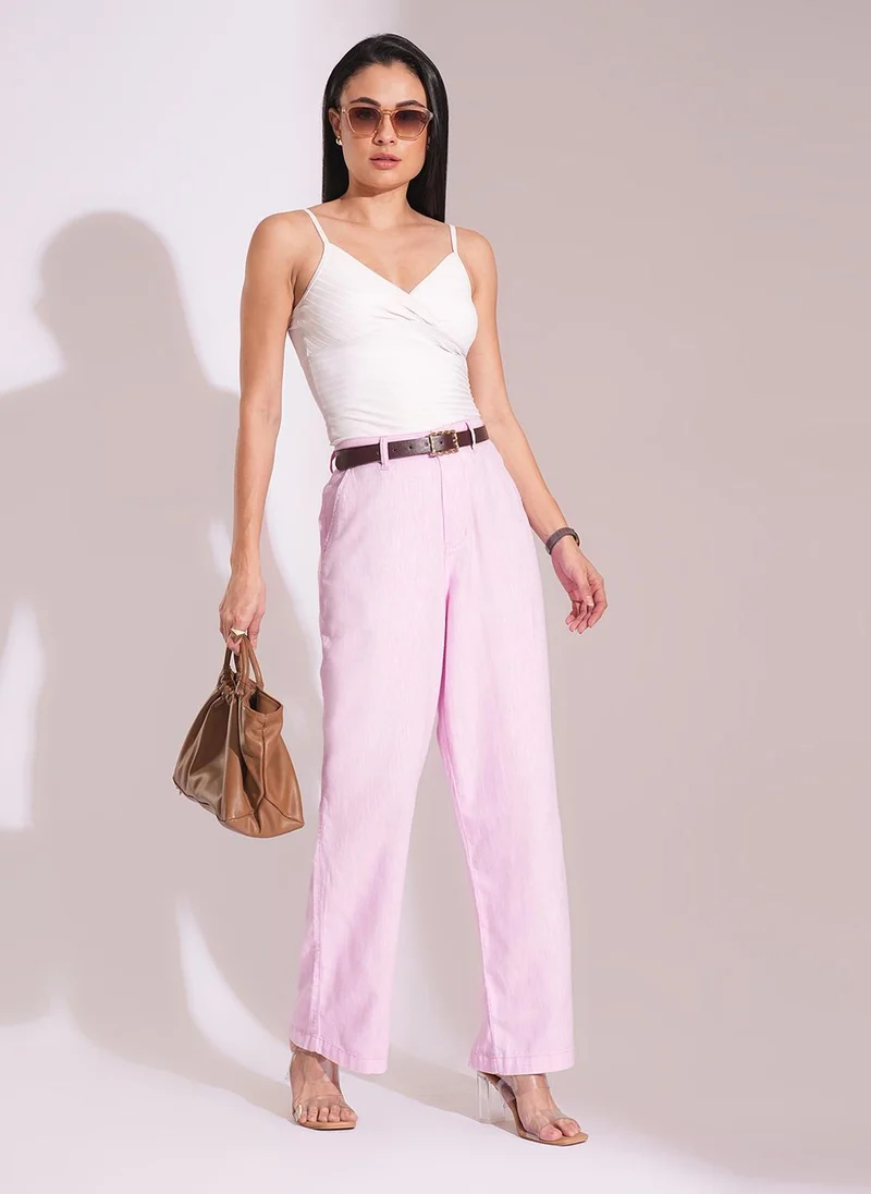 globus Globus Women Cotton High-Rise Wide Leg Formal Trousers